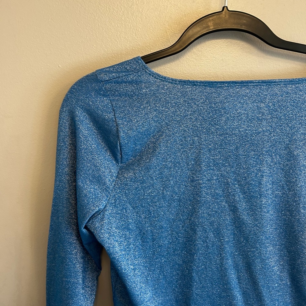 Hollister blue silver sparkle long sleeved crop top Y2K size L - Picture 11 of 15